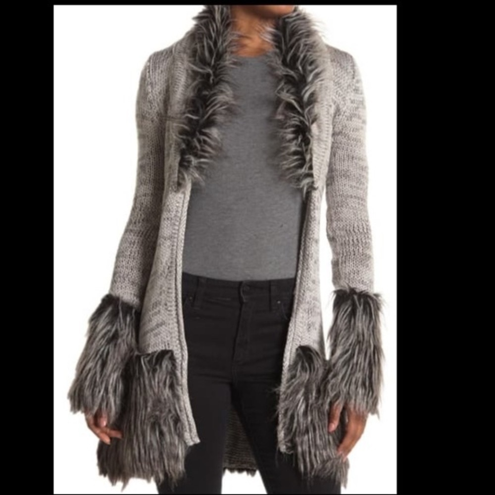 Vertigo Paris Faux Fur Cardigan Size XS Brand New with Tags MSRP $190 GORGEOUS